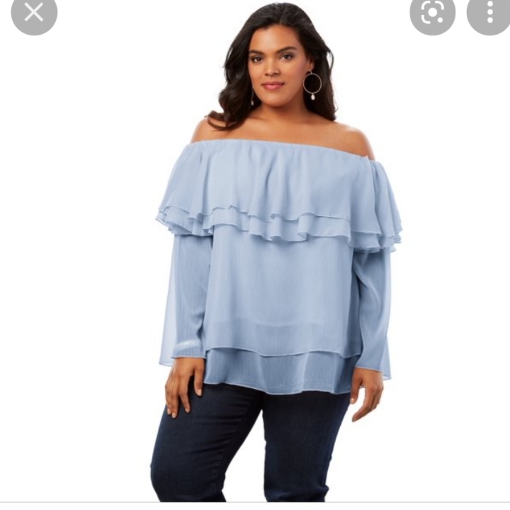 NEW Jessica London Flounce Off Shoulder Top 22W